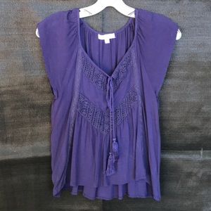 Lace front short sleeve top